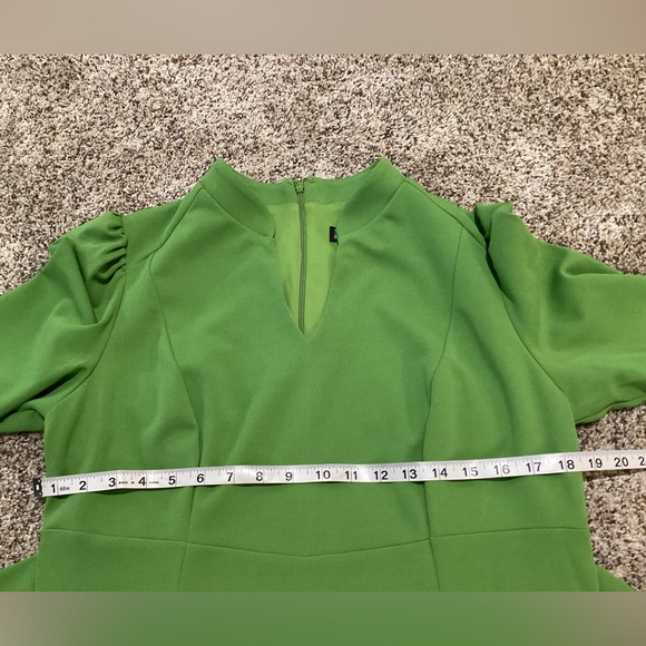 New York & Company Dress Women’s Size L Green Tie-Waist Long sleeve Fall Office - Picture 3 of 8